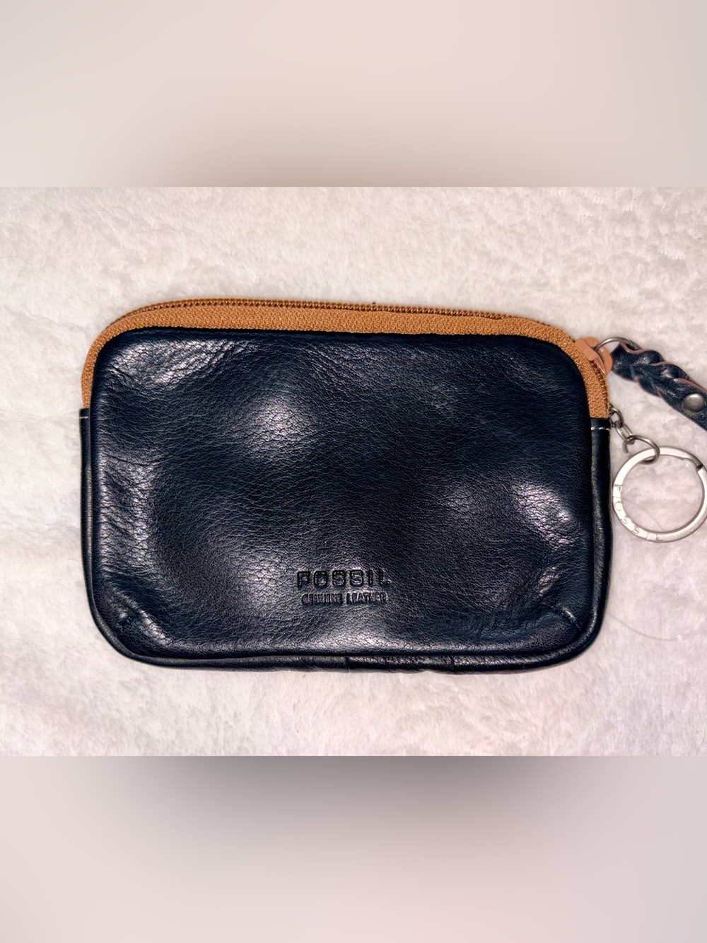 Fossil Leather Zipper Case Pouch Key Holder